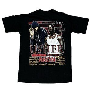 Vintage USHER & AKON OMG TOUR 2011 Music Merch Tee Shirt Mens XS